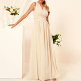 Women Evening Gown Sexy Backless Green Chiffon Dress Maxi Dress