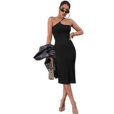 Women Dress Summer Sexy Split Sling Hip Knitwear Dress