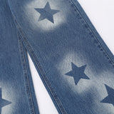 Women Pants Five-Pointed Star Printed Straight Jeans