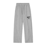 Men Sweatpants Simple Letter Embroidery Sports Straight Sweatpants Elastic Waist Loose Wide Leg Casual Trousers