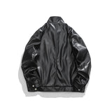 Unisex Winter Cotton Coat Three-Dimensional Turn-down Collar Leather Jacket Retro Loose Pu Leather Jacket