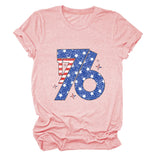 Fashion T-shirt 1776 pattern print crew neck short sleeve summer