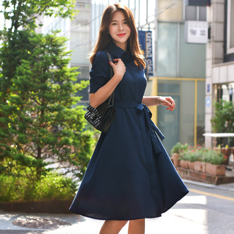 Women Maxi Dress Autumn Shirt Dress Long Skirt