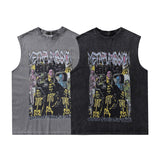 Men Vest Vintage Punk & Rock round Neck Sleeveless Vest