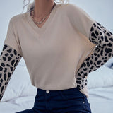 Women Knitted Sweater Autumn Leopard Print Long Sleeve