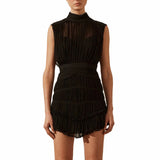 Women Dresses Summer Stand Collar Chiffon Dress Hip Skirt (Qymy0409)