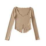 Women Sweater Knitwear V-neck Thin Bottoming Shirt Fall Sexy Long Sleeve T-shirt