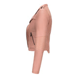 Red Leather Jacket Spring and Autumn Leather Women's Rivet Coat Zipper Leather Jacket