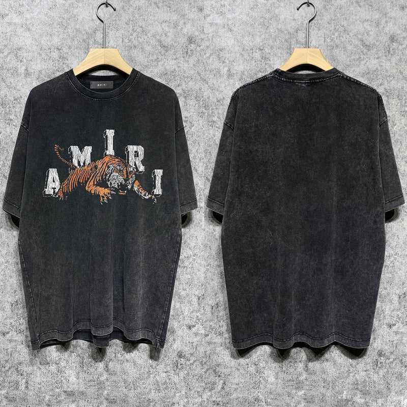 Amiri T Shirts Washed and Worn Retro Short Sleeve T-shirt