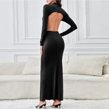 Women Dress Fall/Winter Slim round-Neck Long-Sleeved Dress