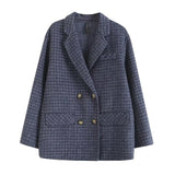 Women Suits Autumn and Winter Long Sleeve Suit Collar Double Breasted Woolen Coat