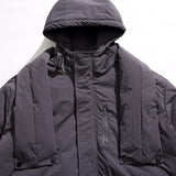 Unisex Winter Cotton Coat Three-Dimensional Pocket Decorative Hooded down Jacket