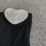 Women Evening Dress Black Strapless Mesh Sexy Sheath Dress