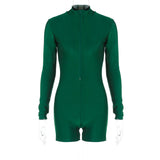 Women Jumpsuit Fall Zipper Slim Fit Long Sleeve Jumpsuit (Hawthaw0412)