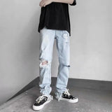 Men Jeans Ripped Jeans Men's Summer Loose Casual Pants Straight-Leg Pants