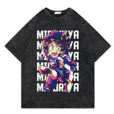 Washed retro T-shirt street print cotton short sleeves