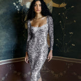 Women Dresse V-neck Long Sleeve Sexy Slim Fit Long Dress Hip Skirt