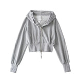Women Jacket Double Zipper Patchwork Hoodie Women's Cardigan Jacket