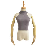 Women Sweater Knitwear Retro Turtleneck Knitted Vest Autumn Top