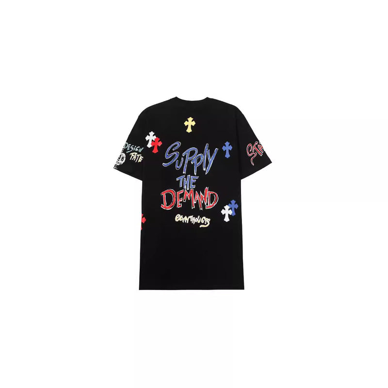 CHH Chrome Heart T Shirts Croix Cross Color Leather Printed Short Sleeve T-Shirt