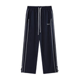 Men Sweatpants Side Striped Casual Pants Men's Casual Loose Track Pants Drawstring Elastic Waist Straight-Leg Trousers