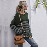 Women Knitted Sweater Autumn Loose Striped round Neck Mid-Length Long Sleeve Bottoming Sweater