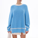 Women Knitted Sweater Spring and Autumn Loose Side Slit Sweater Sweater Coat for Women