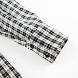 Women Trench Coat Black and White Plaid Long-Sleeved Shirt Women's Loose Casual
