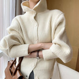 Women Knitted Cardigan Autumn and Winter Loose Vintage Sweater Cardigan Top
