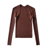 Women Sweater Knitwear Autumn Long Sleeve Square-Neck Knitwear