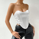 Women Party Tops Sexy Backless Fishbone Cinched Waist Waistcoat