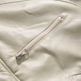 Unisex Winter Cotton Coat Stand-up Collar Cotton-Padded Clothes Vintage PU Leather Cotton-Padded Jacket