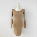 Women Dresses Long Sleeve Dress Open Collar Skirt