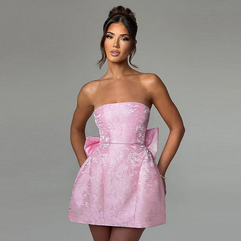Women Dresses Summer Sexy Bowknot Mini Dress