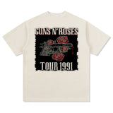 Men Vintage Rock Band T-Shirt Short Sleeve T-Shirt Rock Band Vintage Washed Old