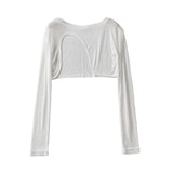 Women Sweater Knitwear Spring round Neck Irregular Smock Top Short-Sleeved T-shirt