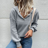 Women Knitted Sweater Autumn Long Sleeve Hooded Knitted Sweater