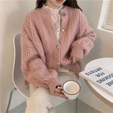 Women Knitwear Autumn Winter Retro Sweater Coat Knitted Cardigan