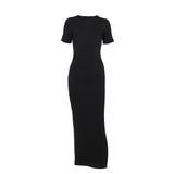 Women Dresses Spring Hip Skirt Sexy Backless Knitted Short Sleeve Dress
