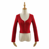 Women Sweater Knit Wear Spring and Autumn Double Zipper Knitted Cardigan Jacket