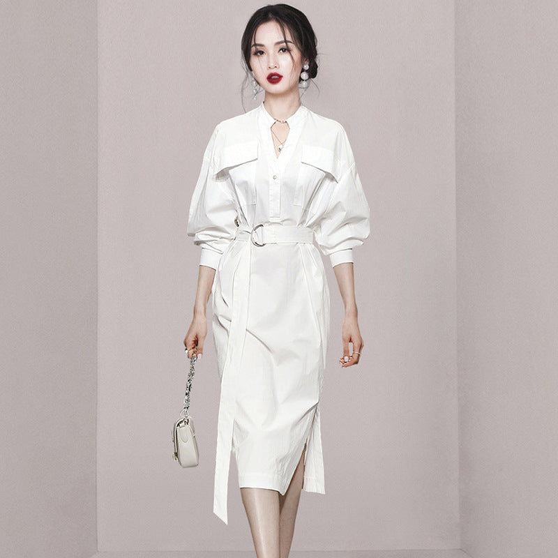 Women Maxi Dress Autumn Leisure Long Shirt Dress
