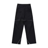 Men Sweatpants Hip Hop Rock Zipper Stitching Straight-Leg Trousers