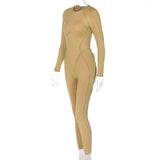 Women Jumpsuit Spring Slim-Fitting round Neck Sexy Backless Zipper Jumpsuit