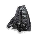 Unisex Winter Cotton Coat Three-Dimensional Turn-down Collar Leather Jacket Retro Loose Pu Leather Jacket