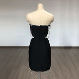 Women's Evening Dress Hollow Chain Dress Hip Skirt Backless Bodysuit