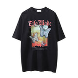 Men Vintage T-Shirt Abstract Butterfly Print Distressed Short Sleeve T-shirt