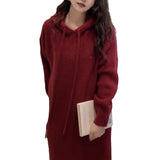 Women Knitwear Autumn and Winter Long Hooded Sweater Knitted Dress
