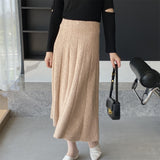 Women Knitted Skirt Autumn and Winter Long Skirt