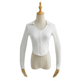 Women Sweater Knitwear Single-Breasted Cardigan Long Sleeve Lapel V-Shaped Slim T-shirt