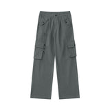 Women Sweatpants Multi-Pocket Functional Overalls Straight Casual Pants Trousers